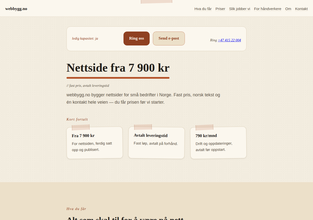 Nettside for håndverkere