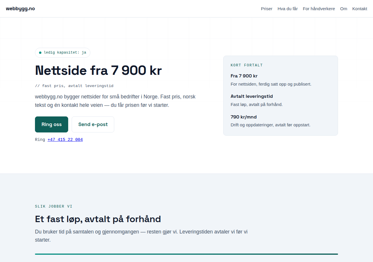 Nettside for småbedrifter